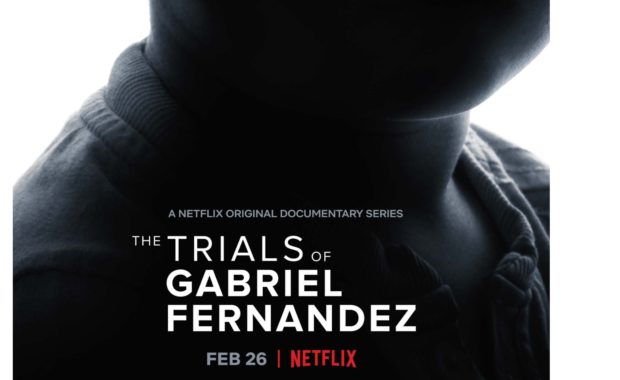 Netflix Movie poster Trials of Gabriel Fernandez dramatic ominous black and white photo child's neck in shadow